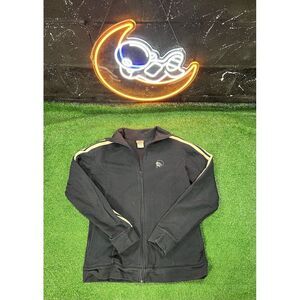 Vintage Guess Jeans Full Zip Up‎ Jacket Black/White Embroidered Logo Mens Sz LG